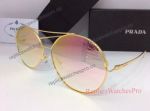 Fashionable SPR 56US Faux Prada Round Sunglasses - Yellow Gold Frame
